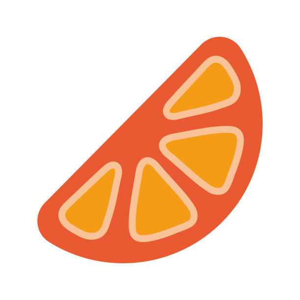 可爱的橙色切片橡皮，卡通风格。时髦的现代矢量插图孤立在白色背景，手绘，平面图片下载