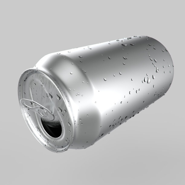 空白铝罐浅灰色背景，3d插图。图片下载