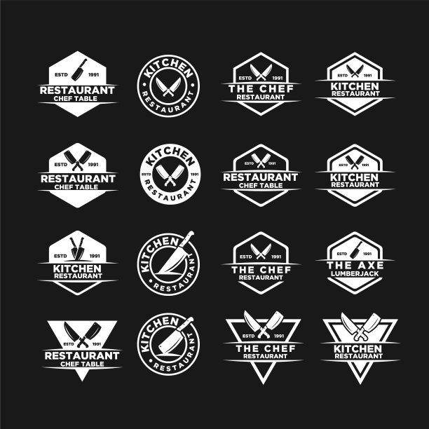 集合厨师长厨房餐厅标志图片下载