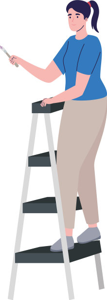 女人在楼梯上作画图片下载