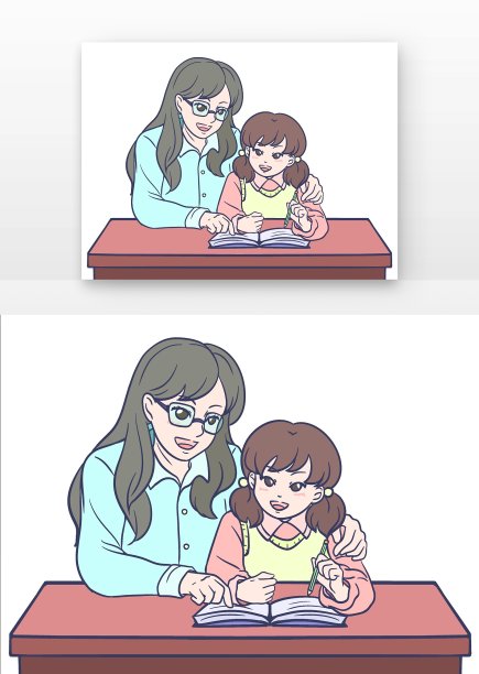 教师节老师辅导学生图片下载