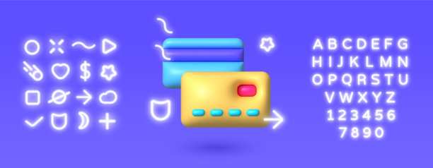 3D霓虹灯名片3D渲染图片下载