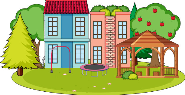 有房子和草坪的场景图片下载