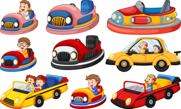 一群孩子骑着卡丁车图片下载