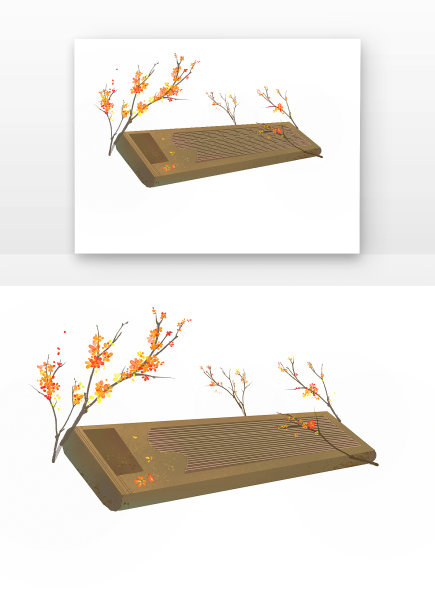 花朵手绘古筝图片下载