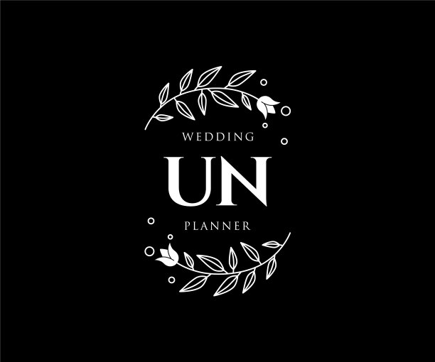 联合国的首字母字母，婚礼的字母组合标志图片下载