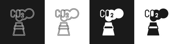 设置二氧化碳排放的云图标孤立在黑色图片下载