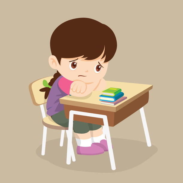 沮丧的女孩坐在桌子上，看起来很孤独图片下载