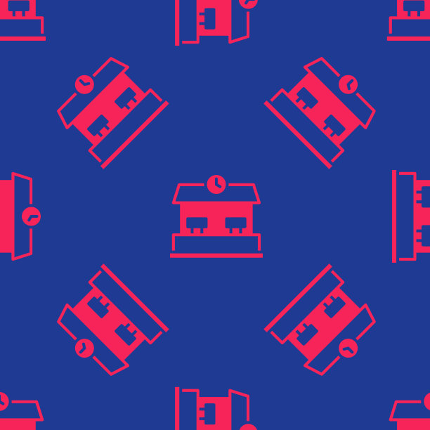 红色火车站图标隔离无缝图案图片下载