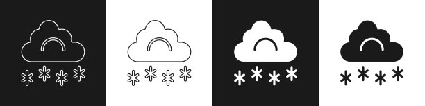 设置云与雪图标孤立在黑色和图片下载