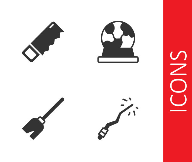 设置魔杖，手锯女巫扫帚和球图片下载