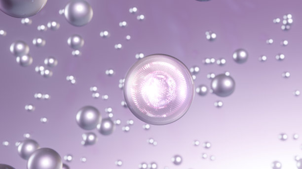 散焦背景下的化妆品珍珠精华气泡3D渲染图片下载