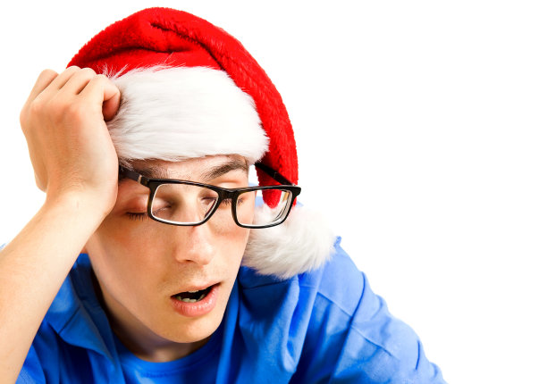 戴圣诞帽的年轻人图片下载