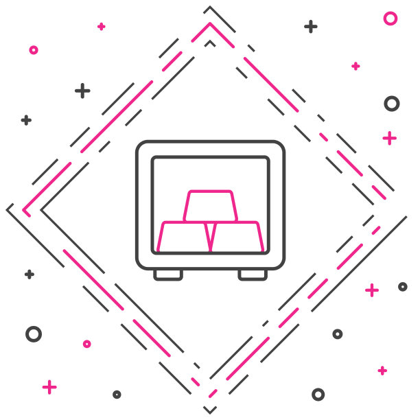 线安全与金条图标孤立在白色图片下载