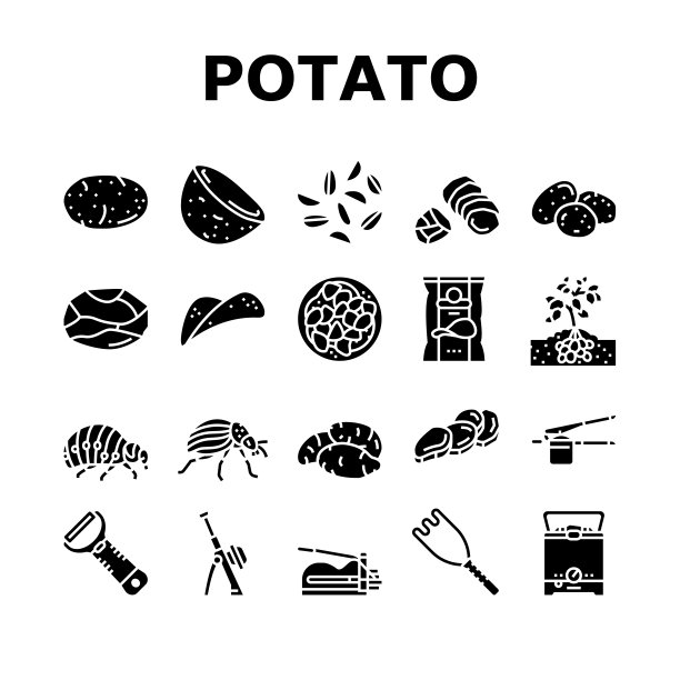 土豆蔬菜食物生新鲜图标集向量图片下载