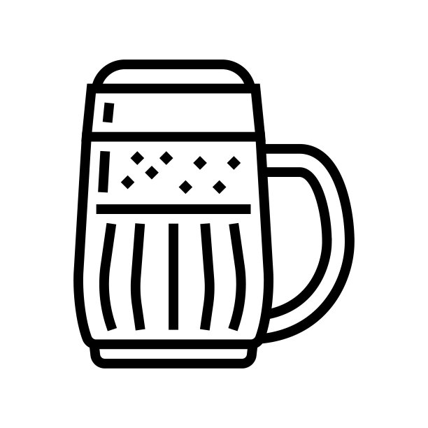 黑啤啤酒玻璃线图标矢量插图图片下载