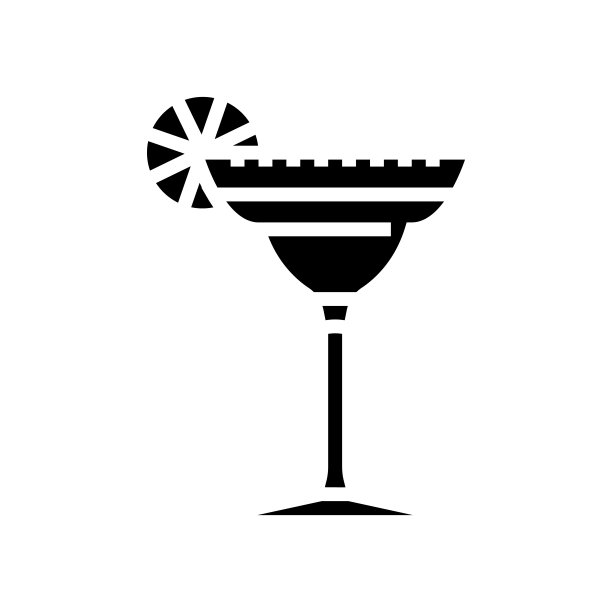 玛格丽塔鸡尾酒杯饮料字形图标矢量插图图片下载