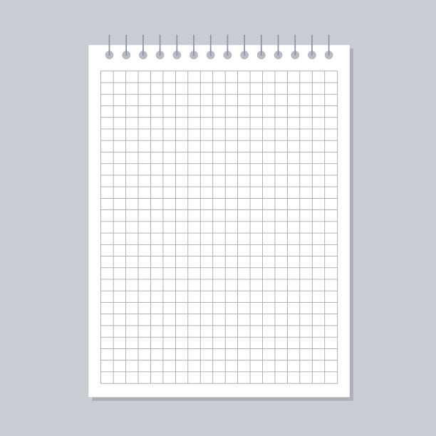 空白的现实方形纸的螺旋笔记本孤立在灰色背景。矢量插图。图片下载