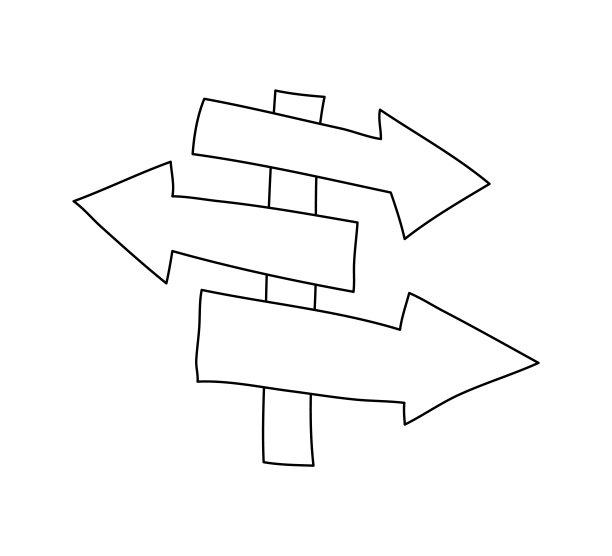 手绘木制矢量箭头标志板线在不同的侧面。插图木招牌木板路涂鸦风格与地方的文字图片下载