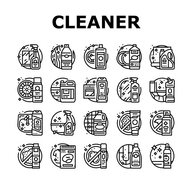 清洁剂清洁剂洗手图标集向量图片下载