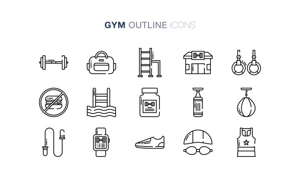 健身房和健身图标图片下载