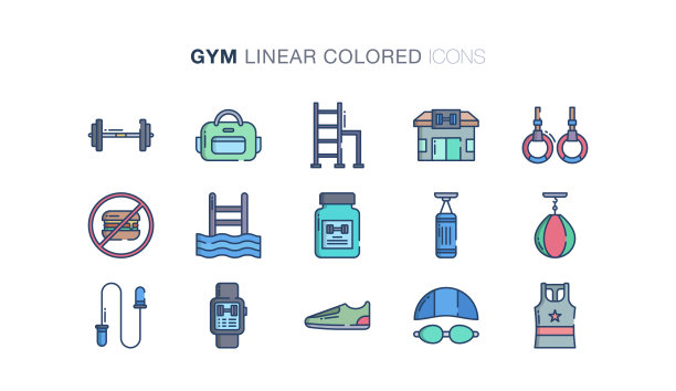 健身房和健身图标图片下载