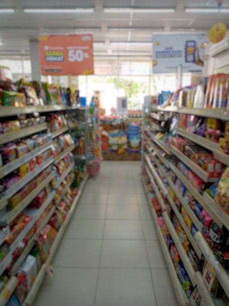 超市过道和货架背景散焦图片下载