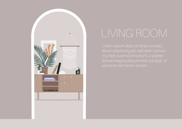 一间从大厅门口眺望的客厅，室内设计，一个复制空间的概念图片下载