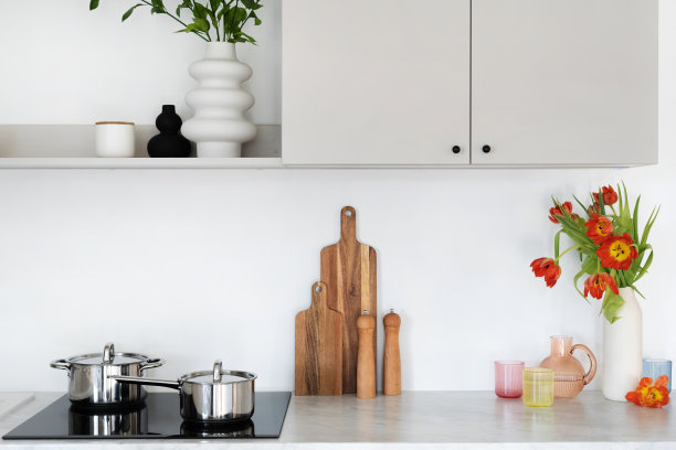 厨房配有现代家具和内置电器图片下载