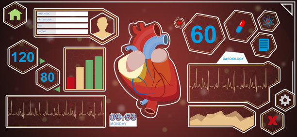 医学应用心脏病诊断界面，插图图片下载