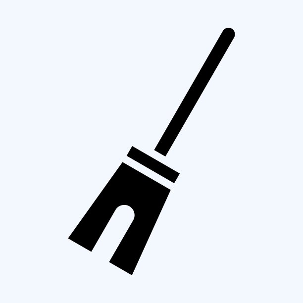 图标扫帚。适合作为万圣节的象征。字形风格。简单的设计可编辑。设计模板向量。简单的说明图片下载