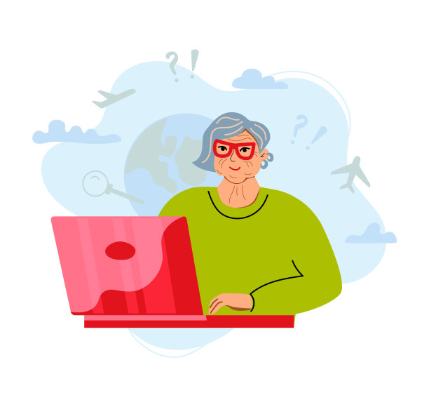 老年女性使用笔记本电脑图片下载