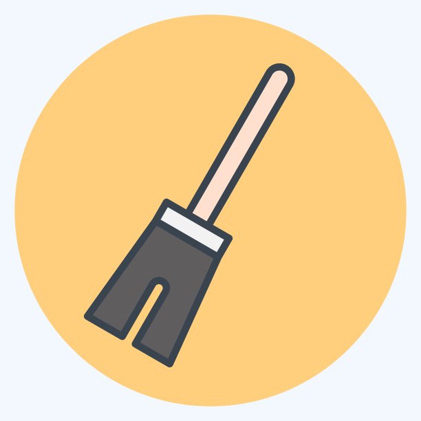 图标扫帚。适合作为万圣节的象征。颜色风格交配。简单的设计可编辑。设计模板向量。简单的说明图片下载