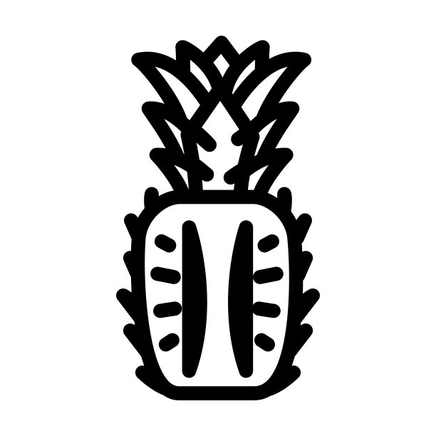整个切菠萝线图标矢量插图图片下载