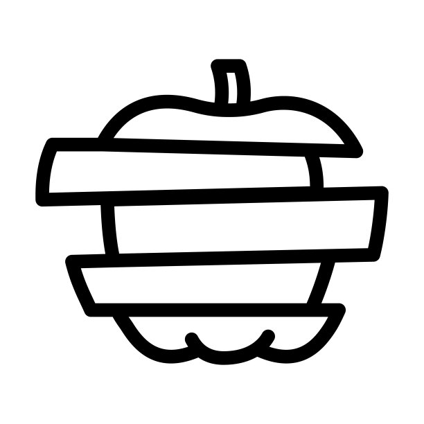 苹果切片直线图标矢量插图图片下载