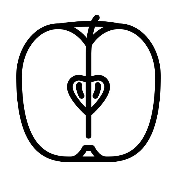 苹果切成半线图标矢量插图图片下载