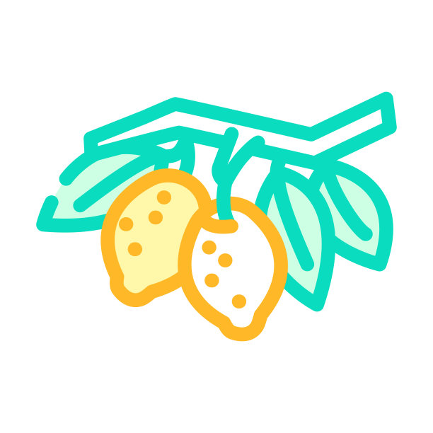 分支柠檬植物颜色图标矢量插图图片下载