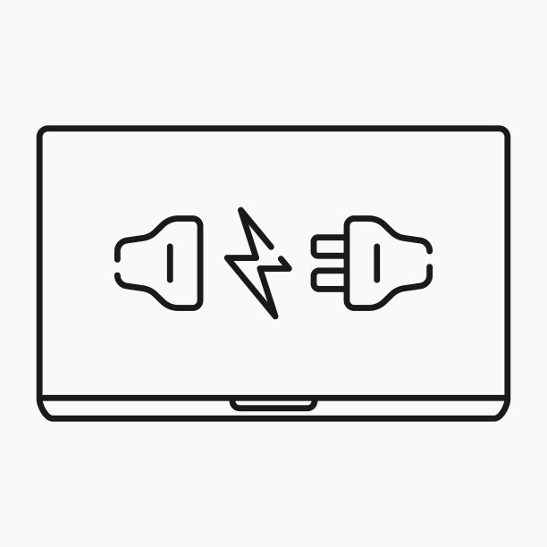 笔记本电脑充电插头线路图标低蓄电池图片下载