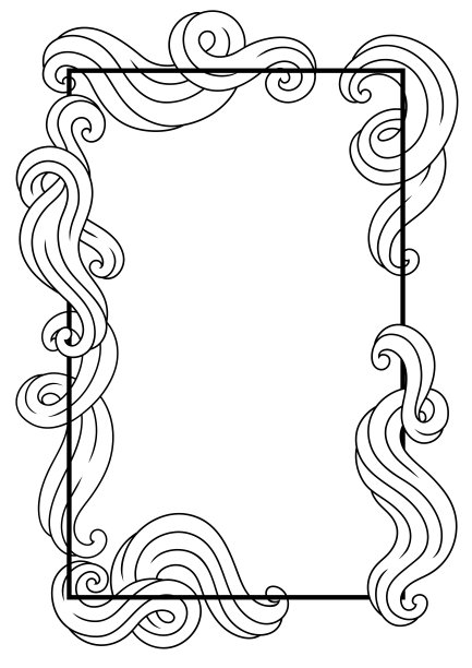 框架与波浪线卷曲。黑白条纹纹理。图片下载