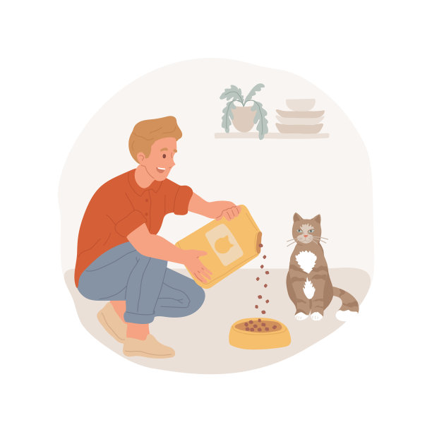 喂猫孤立的卡通图片下载