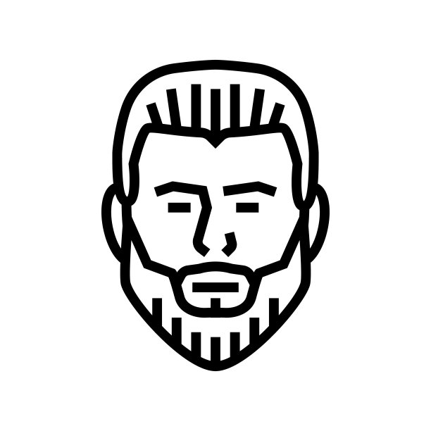 鸭尾胡子发型线条图标矢量插图图片下载