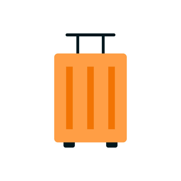 橙色的手提箱。行李的情况。向量。图片下载