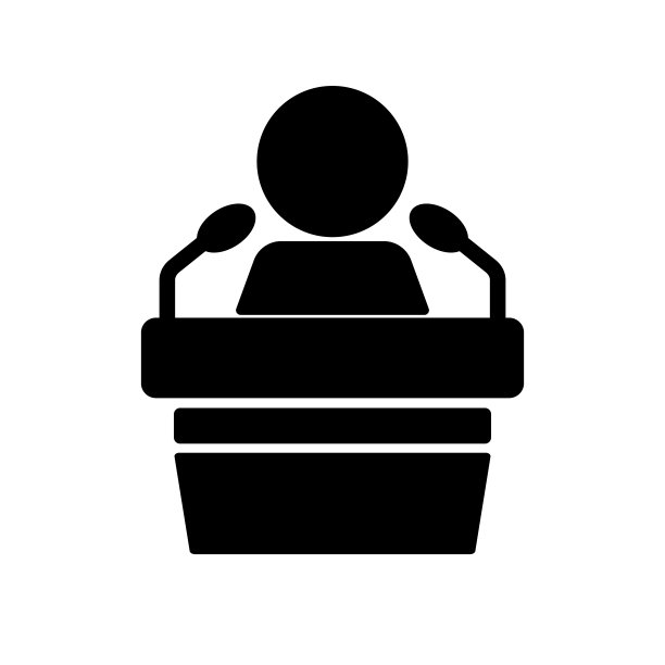 采访或演讲的剪影图标。向量。图片下载