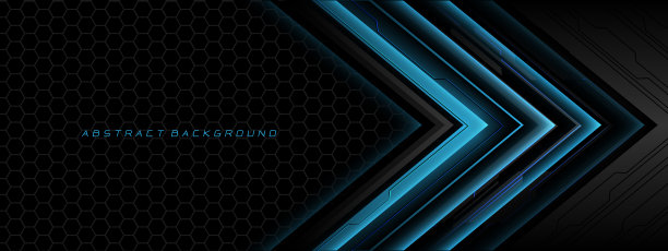 摘要蓝灰金属黑网络电路未来技术几何上六边形网格设计现代背景向量图片下载