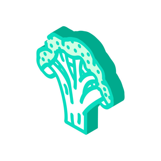 西兰花切等距图标矢量插图图片下载