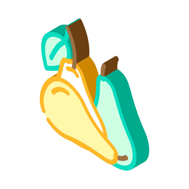 梨熟新鲜等距图标矢量插图图片下载