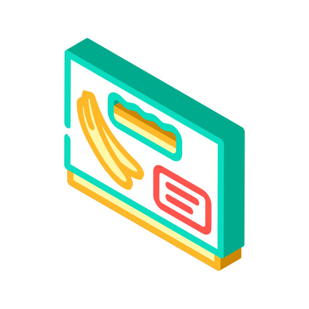 香蕉盒子包装等距图标矢量插图图片下载