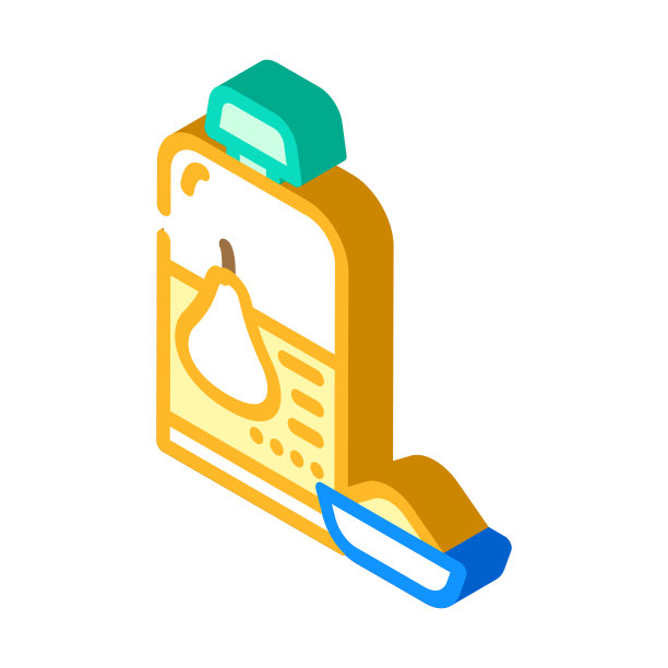 梨宝宝食品等距图标矢量插图图片下载