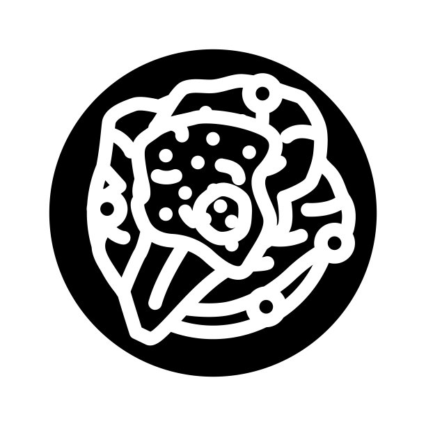 盘子上的叶子字形图标矢量插图图片下载