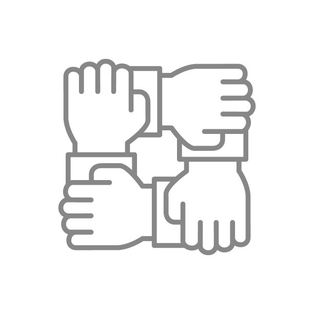 四手，团队工作线图标。团聚、团结、统一的象征图片下载